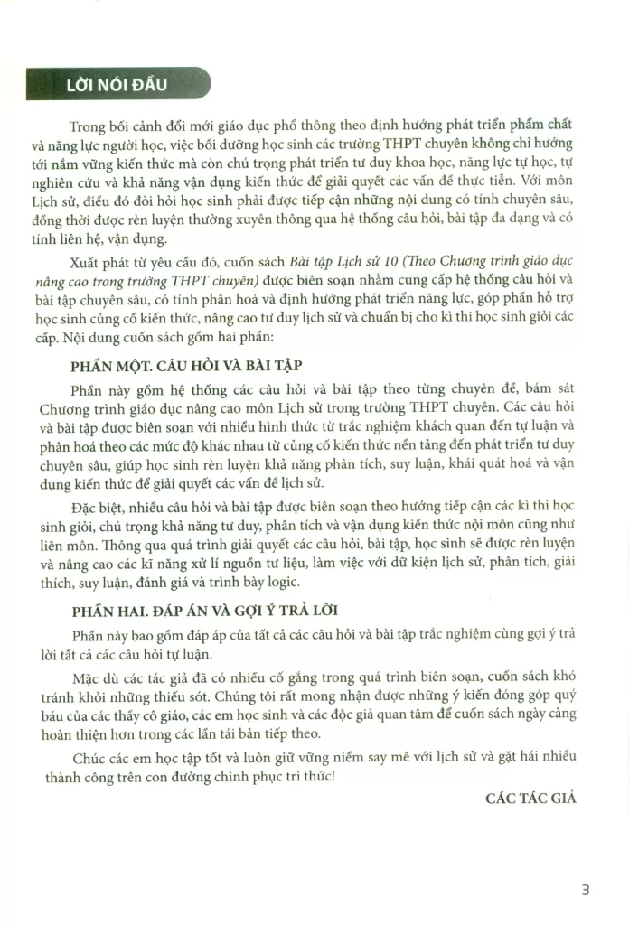 BÀI TẬP LỊCH SỬ 10 (Theo chương trình giáo dục nâng cao trong trường THPT chuyên)